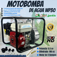 LINEA HD WP-30 motobomba de agua, motor 4T, 196cc, 5.5CV, para mangueras de 80cm (3"), 7m aspiración. - details 1