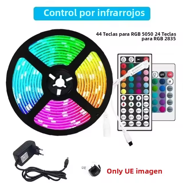 Tira De Luces LED RGB 5050 Con Controlador APP Y Sincronización De Música Luces Cambiantes De Color DIY Flexible Para Decoración De Habitaciones Con Enchufe EU - 1