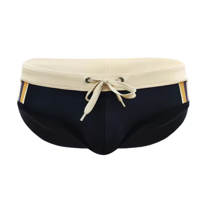Bikini De Baño Para Hombre Con Rayas Lateral Push-Up Estilo Sexy Traje De Baño Corto De Surfeo Monocromo Material Poliéster Y Spandex - 1