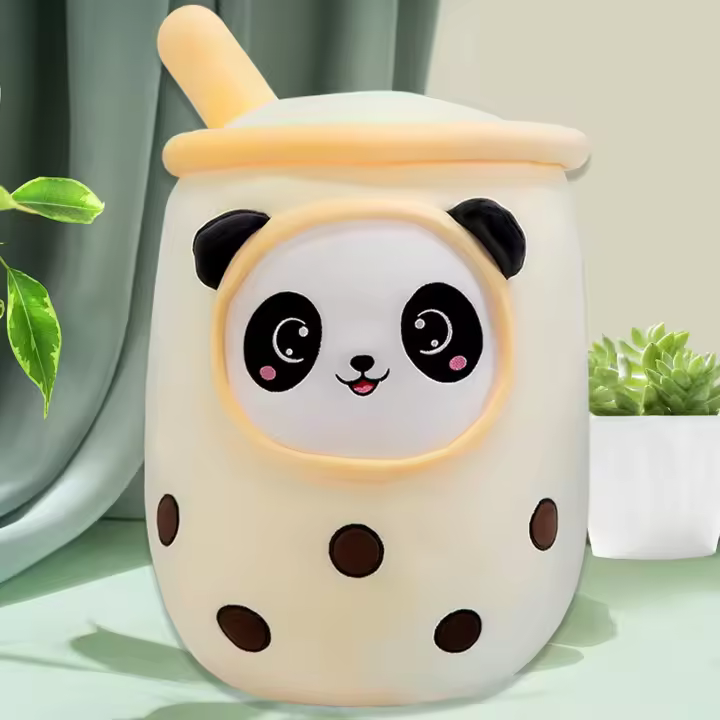 Peluche de té de burbujas, peluche de té Boba, muñeco, peluche, cojín de peluche (amarillo, 35 cm/13,7 pulgadas) - 1