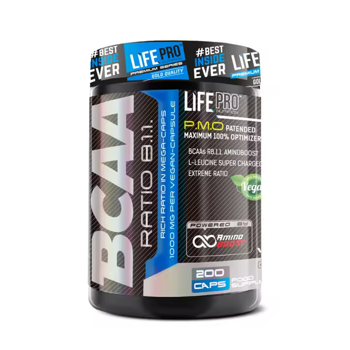 LIFE PRO NUTRITION BCAA PRO 8:1:1 1000MG 200 CAPS  Aminoácidos Ramificados en Cápsulas  Favorece la Construcción Muscular - 1