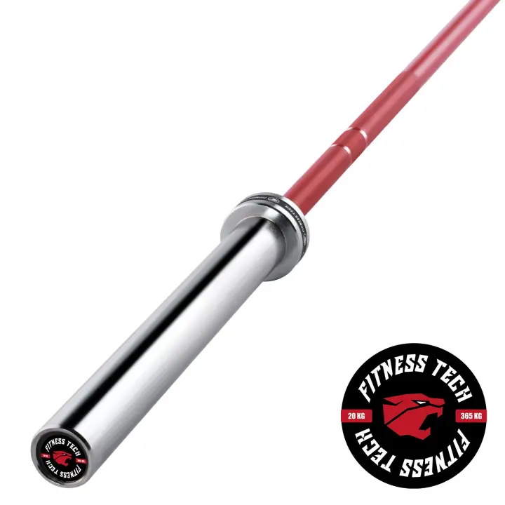 Fitness Tech Barra Olímpica 2.2M * 50MM 4 Rodamientos Rojo 365kg - 1