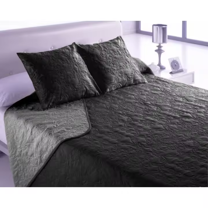 Hosteline - Colcha Hosteline VEGAS Negro Cama de 150 (3 Piezas) - 1