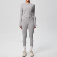 SSITO Traje de Yoga de 2 UDS., Conjunto Deportivo de Gimnasio para Mujer, chándales para correr con Cremallera, ropa Deportiva de entrenamiento, Camisa Deportiva Larga de manga, ropa de Yoga - details 31