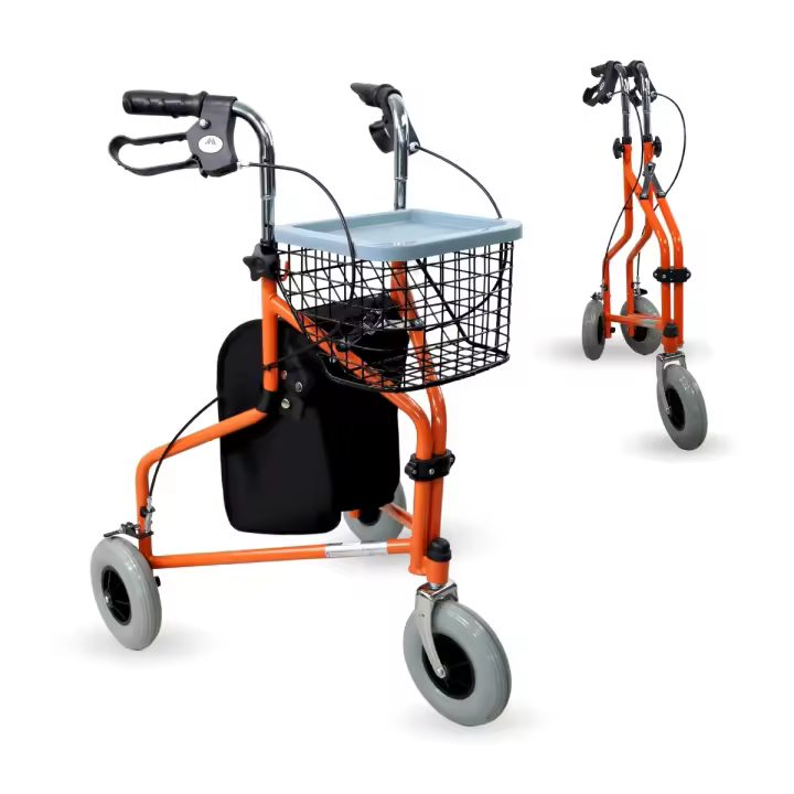 Mobiclinic Modelo Caleta Andador para adultos Marca Española para mayores minusválidos o ancianos de acero ligero plegable con cesta y 3 ruedas Color Verde - 1