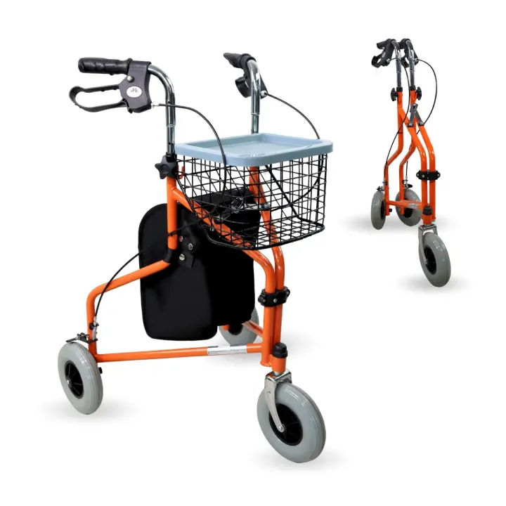 Mobiclinic Modelo Caleta Andador para adultos Marca Española para mayores minusválidos o ancianos de acero ligero plegable con cesta y 3 ruedas Color Verde - 1