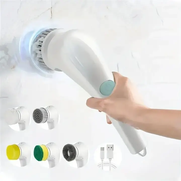Cepillo De Limpieza Eléctrico Multifuncional Cinco En Uno Para Baño Y Cocina Herramientas De Limpieza Plásticas Sin Químicos Peligrosos - 1