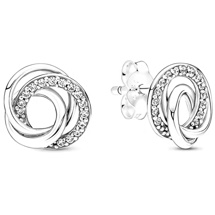 Pandora 291076C01 Pendientes de plata de ley Familia Eternidad Envolvente 9.51*9.27*2.81 mm - 1