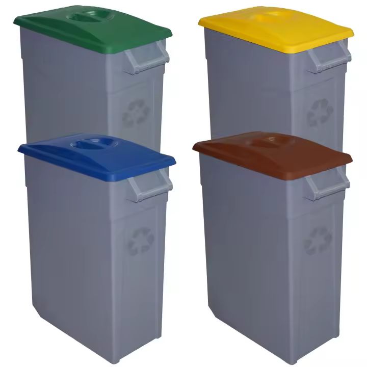 Denox Pack Reciclaje Contenedor Zeus: 4 Contenedores Cerrado de 65 Litros, Colores. Capacidad Total: 260 Litros - Reciclaje de Residuos - 1