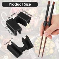 5 Pieces Reusable Chopsticks Helpers Training Chopstick Hinges Connector Easy Chopstick Trainers for Adults, Beginner, or Learner (Black) - details 0