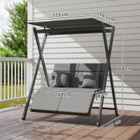 Outsunny Columpio de Jardín Exterior de 2 Plazas Balancín de Jardín Exterior Convertible en Cama con Toldo Ajustable Protección UV30+ y Cojines Carga 220 kg 142x130x168 cm Gris Oscuro - details 2