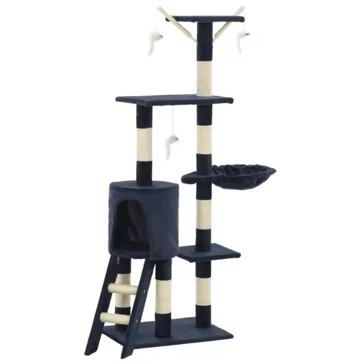 Rascador para Gatos con Poste ISAL 138 cm Azul Oscuro - 1