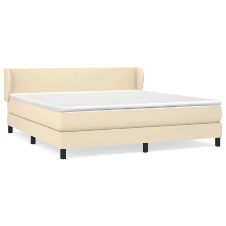 vidaXL Cama box spring con colchón tela color crema 180x200 cm - 1
