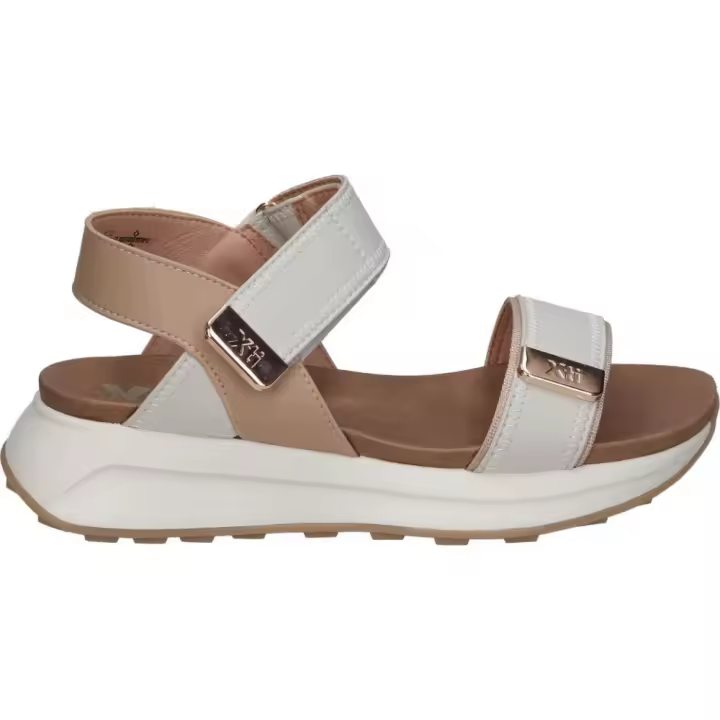 XTI Sandalias con Cuña XTI para Mujer – Sandalia en Color Beige con Detalles – Sandalia con Cierre de Velcro – Cuña Media y Cómoda – Con Plataforma – Estilosas – Vegan – Versátiles – Modelo 143874 - 1