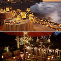 1Pack 100/200 Luces De Cadena Solares Al Aire Libre Impermeables Con 8 Modos Luz De Hadas Twinkle Para Arbol Navidad Boda Fiesta Decoración - details 5