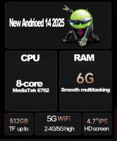 Famue MP4 Player BF66 Con Android 13 WiFi 6 64G HiFi Reproductor De Música Mp3 Bluetooth5.3 Pantalla 4.7" 1080P Hasta 512GB Video - details 1