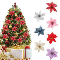 12/24pcs Flores De Navidad Con Brillo Decoración Para Árbol De Navidad Ornamentos Para Año Nuevo Falsas Flores De Fiesta Decoración De Invierno - details 8