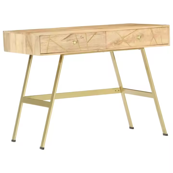 vidaXL Escritorio con cajones de 100x55x75 cm en material madera maciza de mango/madera maciza de sheesham | estructura resistente ideal para salón dormitorio o estudio - 1
