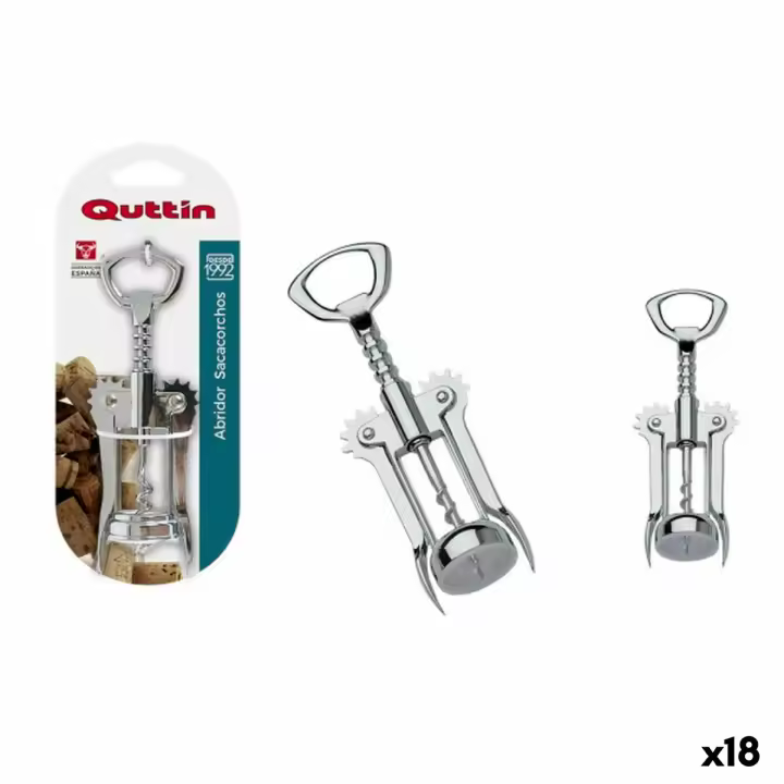 Abridor con Sacacorchos Quttin Acero Inoxidable 16,5 cm (18 Unidades) - 1