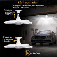 Ecogif Lampara de garaje deformable  luz de techo LED 4 paneles ajustables luz blanca brillante y amplia - details 0