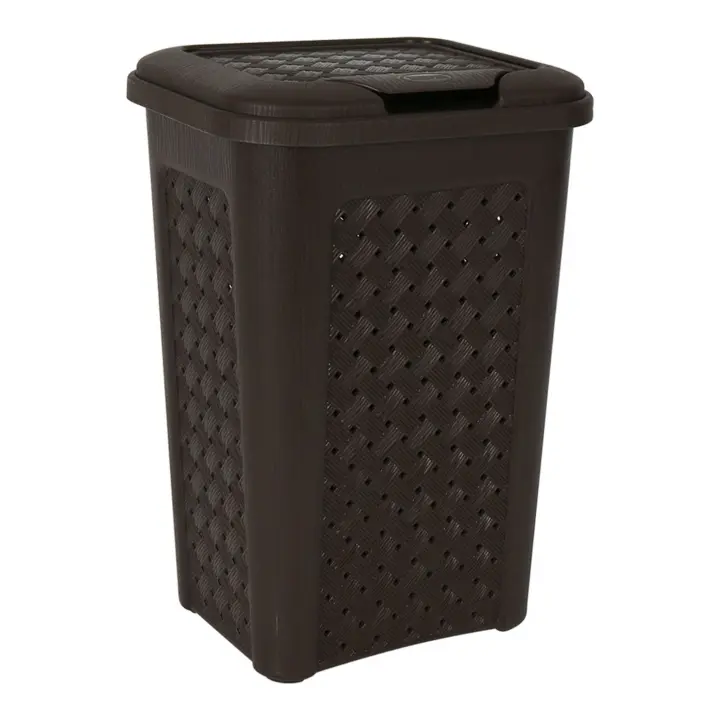 Tontarelli - Papelera 10L Arianna Wenge - Diseño Elegante y Funcional con Tapa y Pedal, Resistente y Duradera - 1