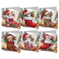 Kit De Pintura De Gato Con Diamantes 6Pcs Regalo Para Adultos Amigos Familia Miembro Del Círculo De Navidad Arte De Tarjeta De Diamante - details 5