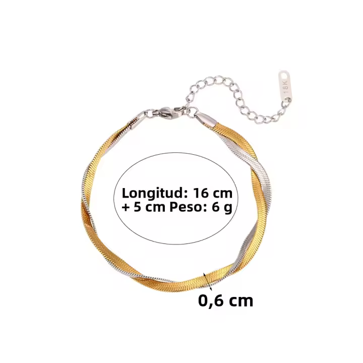 Collar Corto De Acero Inoxidable Herryingbone Bicolor Para Mujer Estilo Trendy Para Fiestas Cadena De Caballo Redonda - 1