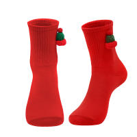 Pareja De Medias Navideñas Rojas De Plush Suave Y Amigable Con La Piel Transpirable Y Resistente Al Desgaste Para Mujer Medias Para Salto Y Piso - details 11