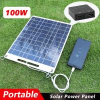 Placa Solar De 100W Con Placa Solar Móvil 5V Tarjeta Solar Dual USB Para Banda De Mochila Suministro De Energía Móvil Al Aire Libre Panel Solar Rígido De Silicio Monocrómico - details 0