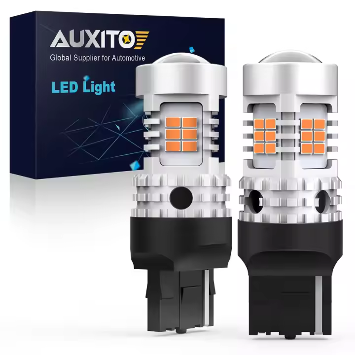 Luz De Señalización LED AUXITO 2x W21W 7440 WY21W Canbus Amarillo 7440NA T20 Bombillas Indicador Error Libre Sin Hiper Flash 3020SMD 24W Universal 12V 1 Año De Garantía - 1