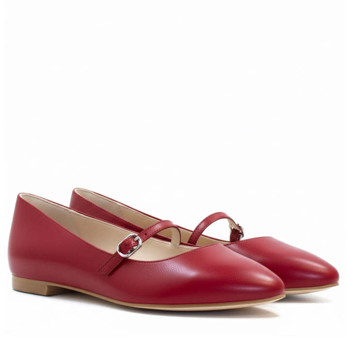 Bailarina CA-2287 Malorie Rojo de ELODIE: Elegancia y Confort en Tacón Plano de 5mm, Fabricación Española en Piel de Alta Calidad, Diseño Vibrante para Mujer, Disponible en Tallas 35-42. Suela de Goma