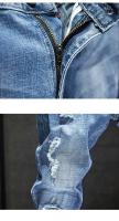 Jeans Skinny Para Hombre Con Agujeros Y Desgaste En Azul Destacados Pantalones De Denim Para Calle Moda Hip Hop Talla Media Longitud Completa - details 5