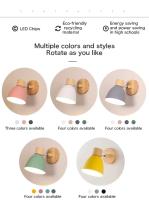Lámpara De Pared Moderna Nórdica De Madera Recargable En 6 Colores Luz Interior Para Sala De Estar Dormitorio Lámpara De Noche E27 - details 4