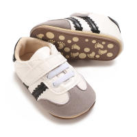 Zapatos De Caminar Para Bebés 0-18 Meses Con Solapa De Goma Suave Y Material De Cuero PU Cómodos Y Versátiles Con Patrón Rayado - details 4