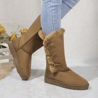 Botas De Nieve Clásicas De Peluche Para Mujer Botines De Piel De Oveja Calientes Invierno Nuevo 2024 Botines De Almohadilla De Poliuretano Suela De Madera Botas De Rodilla Alto Material De Suela De Terciopelo - details 2