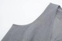 Traza Elegante Conjunto De Pantalones Solids Para Mujer Verano 2024 Sin Mangas Cuello En V Botones Vestido Top + Shorts De Cintura Alta Vintage - details 6