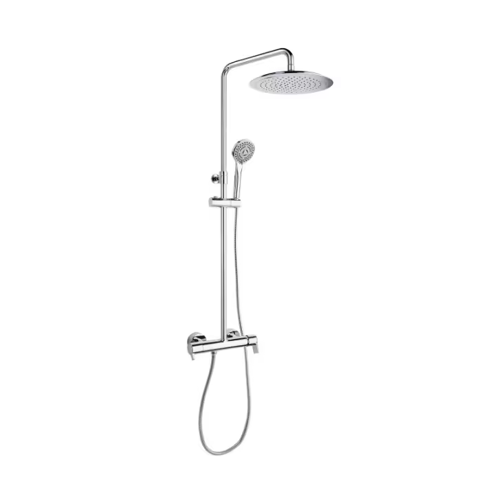 Ramon Soler Columna de Ducha con Grifo Monomando Cromado con Barra Telescópica y Accesorios Serie Blautherm - 1
