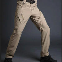 Pantalones De Entrenamiento Para Hombres Secado Rápido Verano Pantalones Tácticos De Trabajo Pantalones De Instructor De Deporte Estilo Militar Cierre De Cremallera Talla Media - details 3