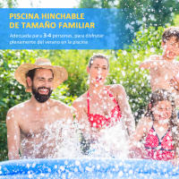 Outsunny Piscina Hinchable Redonda 4.000 Litros Ø274x76 cm para 3-4 Personas Piscina Inflable Familiar Adultos y Niños con Inflador de Mano para Jardín Patio Exterior Azul - details 3