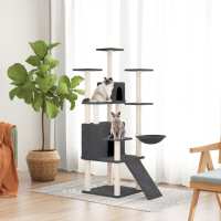 vidaXL Rascador para gatos con postes de sisal 154 cm torre para gatos Color Crema,  Gris claro,  Gris oscuro y mas - details 2