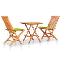 vidaXL Set de bistró 3 pzas con cojines madera maciza teca en color Antracita/Estampado cuadros rojos/Verde brillante y más | acolchados duraderos para sofás de jardín terraza exterior - details 2
