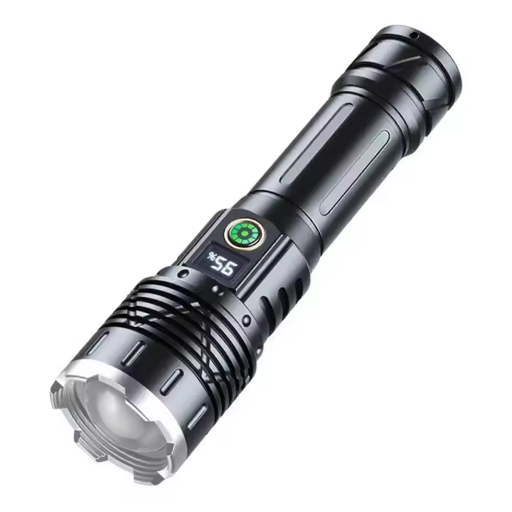 Linterna láser telescópica con zoom, potente luz, batería, pantalla, carga USB, larga duración, súper brillante. - 1
