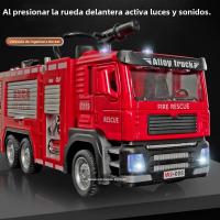 Juguete De Coche De Bomberos 1/32 Con Sonido Luz Escalera Camión De Rescate Decoración Regalo Para Niños Metal Rojo - details 2