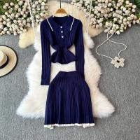 Conjunto De Dos Piezas Para Mujer REALEFT Otoño Invierno Traje De Pista De Correr Polo Collar Suéter Y Falda Skater A-line Nuevo 2024 - details 27