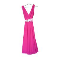 Vestido Albanos ceremonia talla 40 ,cuello en V cinturon flores dorado - details 0