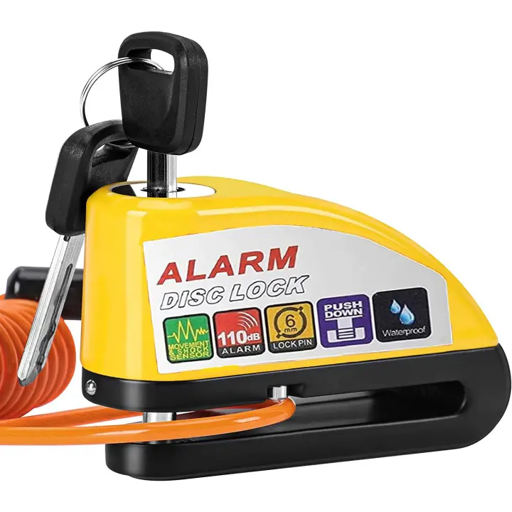 Candado Moto Disco con Alarma 110 DB, Antirrobo Moto Freno 7mm con Candado Bolsa - 1