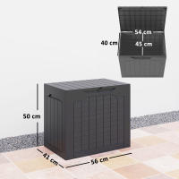 Outsunny Baúl de Almacenaje Exterior 97L Arcón de Jardín Exterior Pequeño de Plástico Impermeable con 2 Asas Integradas y Soporte para Candado 56x41x50 cm Negro - details 2