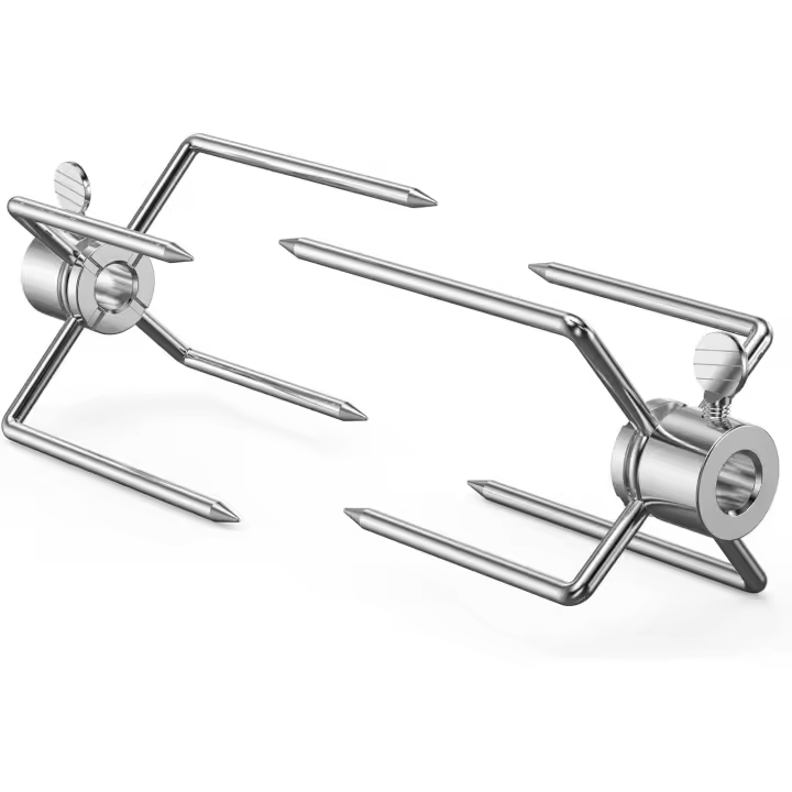 2 tenedores de metal para asador cuadrado de 8 mm - Repuesto para kits, mango de acero inoxidable, apto para lavavajillas - 1