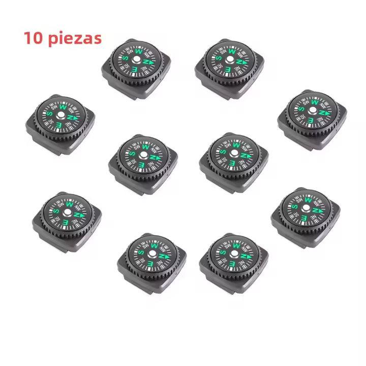Mini Compás De Pulsera Portátil 10pcs Desmontable Para Camping Y Senderismo Herramienta De Sobrevivencia Y Navegación De Viaje Resistente Al Agua De Aluminio 2CM - 1