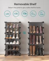 Organizador de zapatos modular, color blanco o negro, zapatero elegante con 10 estantes ajustables, apilable, con puerta - details 7